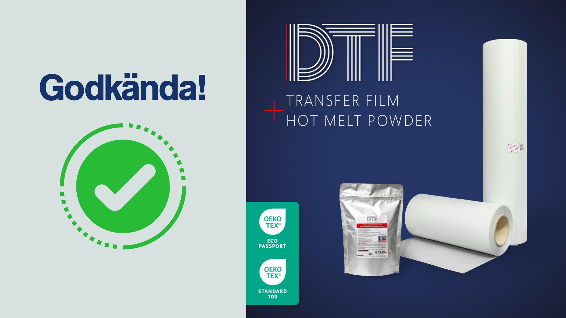 B-FLEX DTF film och pulver testade och godkända med Epson och Mimaki