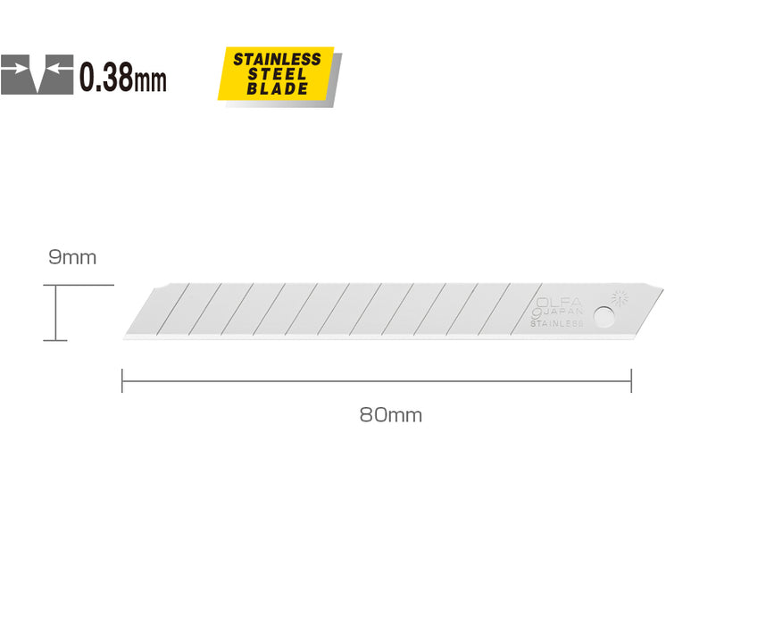 Olfa AB-50S, 50st 9mm rostfria brytblad
